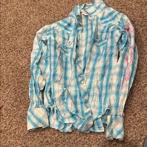 Ariat Pink and Blue Plaid Shirt